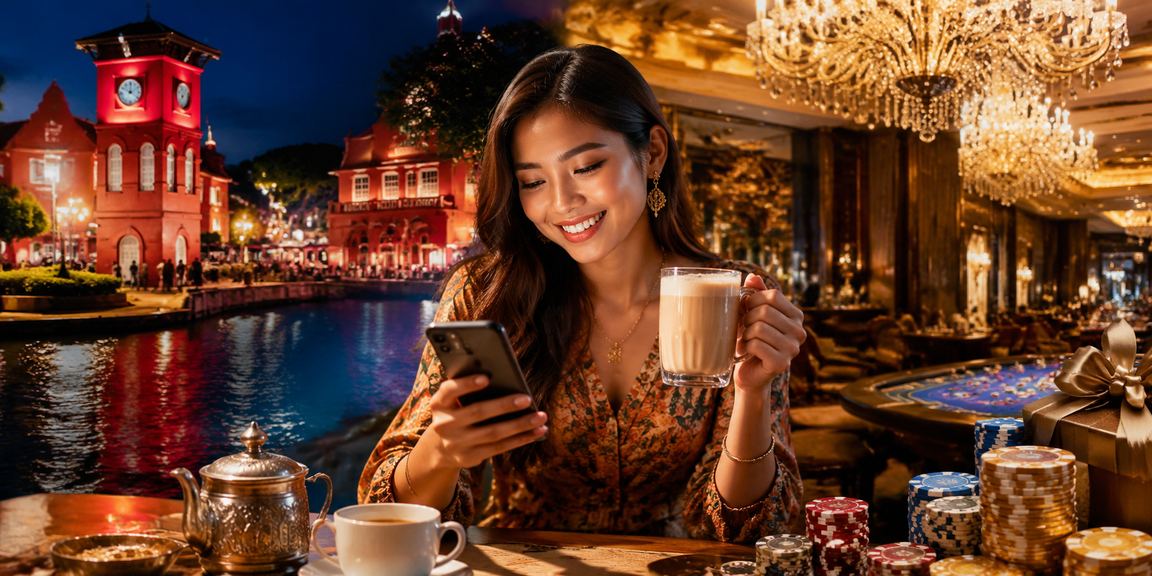 Pemain kasino mudah alih di Melaka Malaysia menggunakan telefon pintar untuk poker